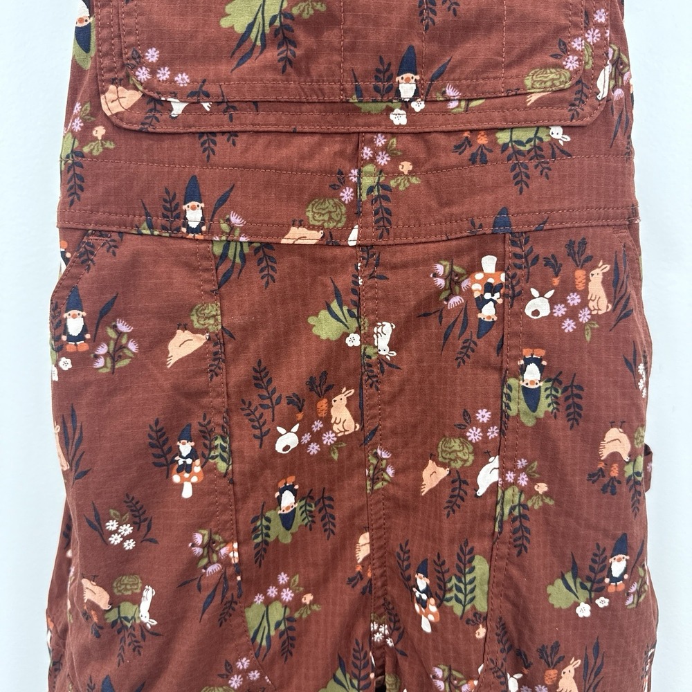 Duluth Trading Overalls M Gnome Shortalls Novelty Gardening Bunnies Barn Chicken - Picture 7 of 16
